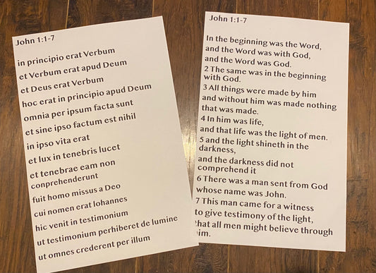 John 1:1-7 Latin and English full passage - 1 sign