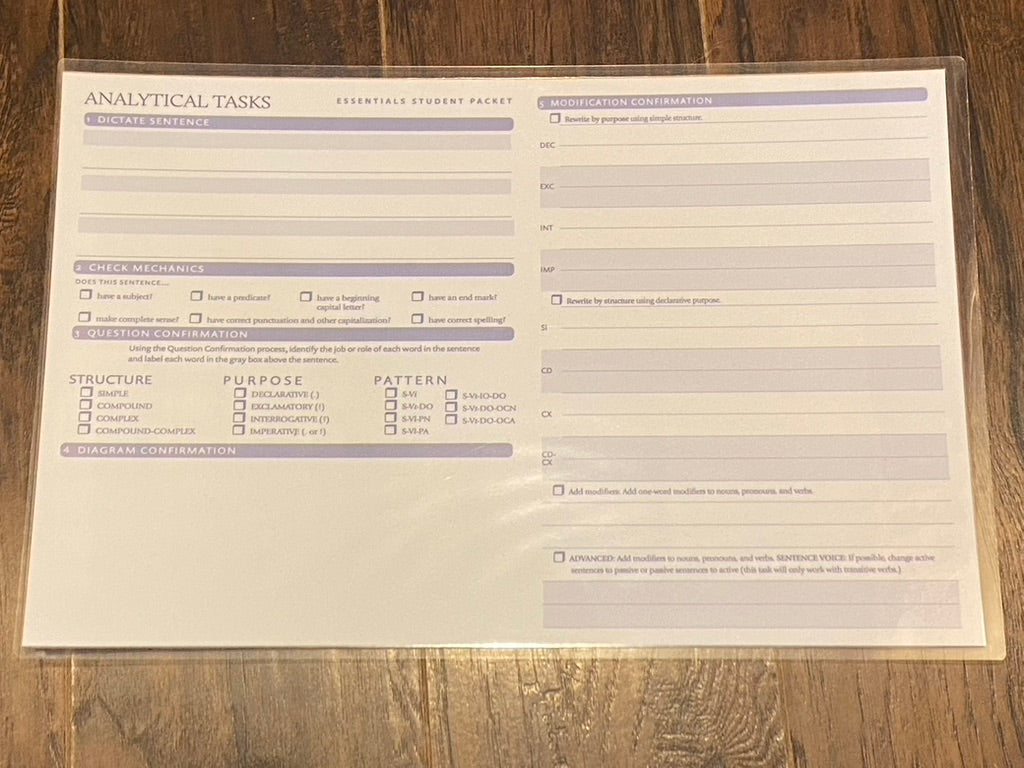 11x17 Analytical Task Sheet