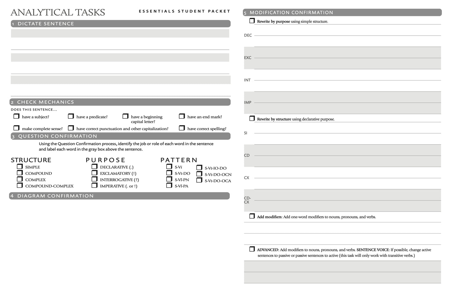 11x17 Analytical Task Sheet