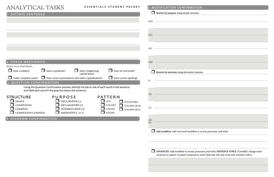 11x17 Analytical Task Sheet