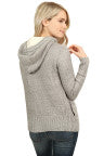 Fleece Hooded Gray Button Cardigan Sweater