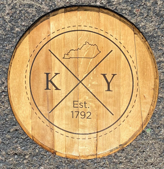 KY - Bourbon barrel wood round- wood burned