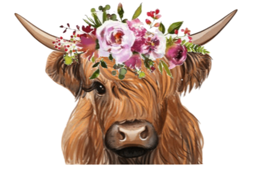 Shaggy Cow with Floral Crown